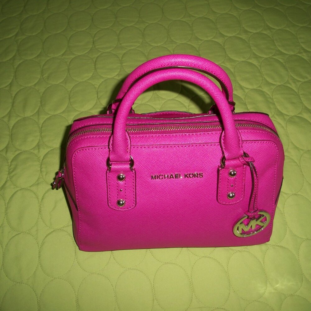 Michael Kors Neon Pink Saffiano Leather Bag